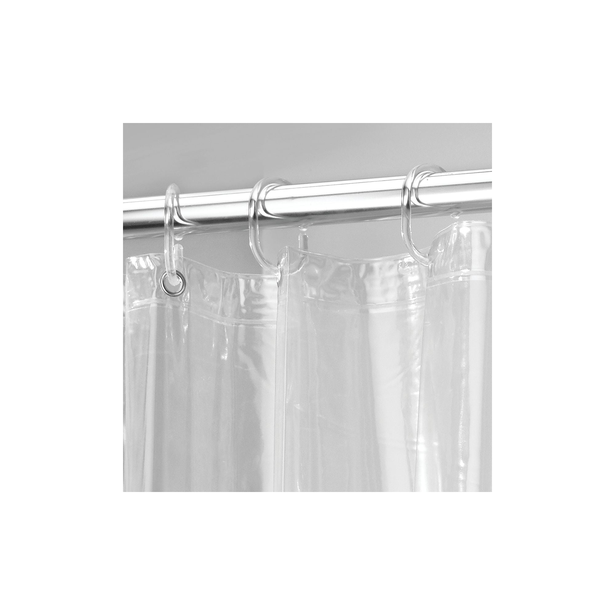 iDesign Vinyl Shower Curtain Liner with 12 Grommets and Weighted Magnets - 72" x 96" - Clear