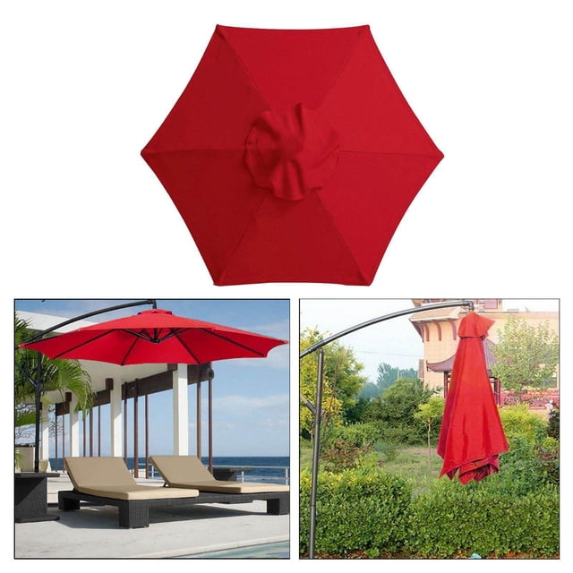 Housse de Toit Solide pour Parasol de Jardin, Housse de Toit Imperméable pour Parasol de Jardin, Housse Supérieure Durable, Abri 2,7 m, 8 Baleines, Rouge