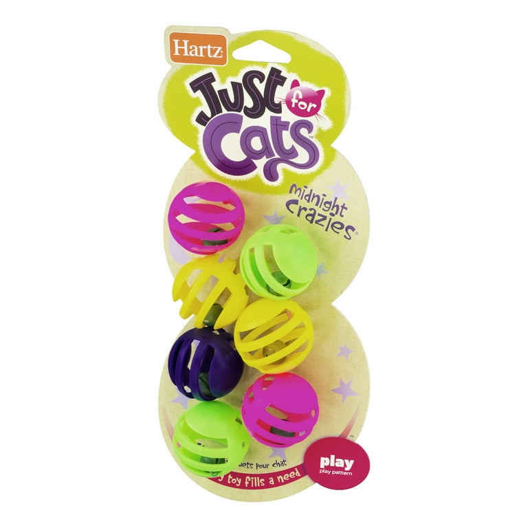 Hartz Durable Plastic Cat Toy Balls with Bells, Midnight Crazies
