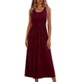 thumbnail image 2 of Summer Dresses for Women Sleeveless Scoop Neck A Line Flowy Maxi Dress Casual Tank Dress Beach Vacation Dresses, 2 of 4