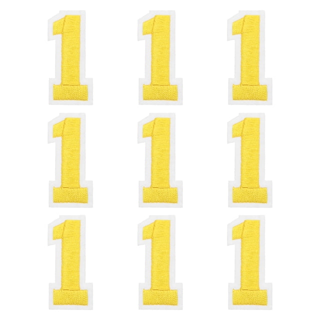 Parche bordado de número Uxcell de 2" número 1 (amarillo, paquete de 9)