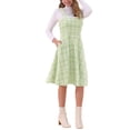 thumbnail image 2 of Vestido de Tweed INSPIRE CHIC sin mangas con escote cuadrado, vestido de corte A en cuadros, overall en color verde para mujer, 2 of 5