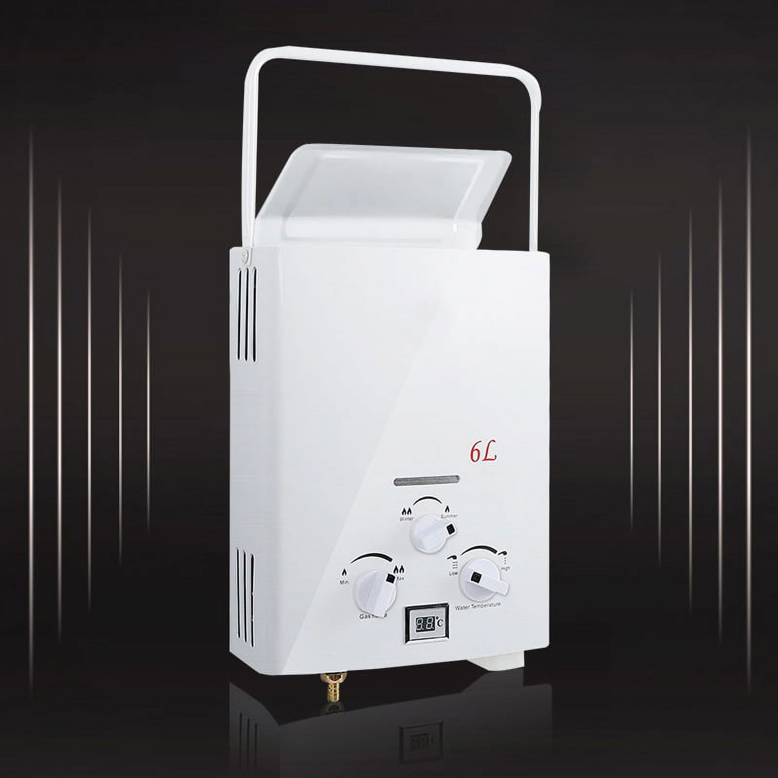 TCFUNDY 1.6 GPM 6L Portable Tankless Water Heater LPG Liquid Propane Gas Instant Hot Boiler with Digital Display for Outdoor RV