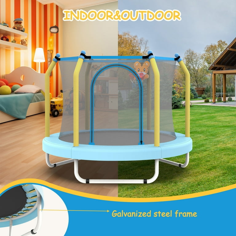 Trampoline, Adjustable Baby Toddler Trampoline With Basketball Hoop Swing Sandbag Ocean Balls 440lbs Indoor Outdoor Toddler Trampoline With Enclosure Net P 40862721