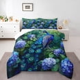 thumbnail image 2 of Peacock Full Bedding Set,Exotic Bird Feather Down Comforter Teens Purple Flowers Botanical Leaves Decor Comforter Set,Navy Blue Animals Duvet Insert, 2 of 7