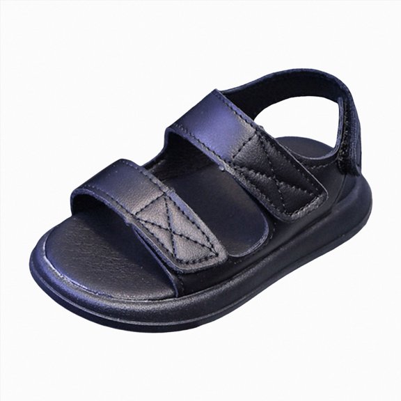 KPOPLK Toddler Boys Double Buckle Sandals Children's Adjustable Back Strap Water Sandal Size 11.5,Black