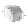 thumbnail image 3 of Gnmfd Rice Storage Container with Measuring Cup 10kg Capacity Food Dispenser for Rice Grain Flour Pet Food Kitchen Pantry Storage Organizer Bin with Handle and Wheels Storage Shelf, 3 of 9