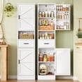 thumbnail image 7 of TEENFON 67" Tall Kitchen Pantry Cabinet with Barn Doors, Drawer & Adjustable Shelves, Farmhouse Food Storage Organizer for Kitchen, White, 7 of 7