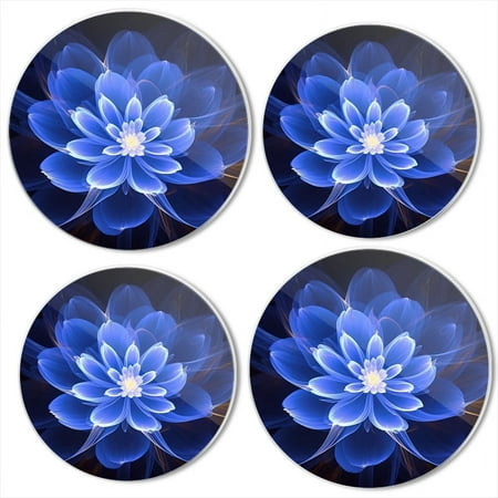 

BaHomeck Electric Stove Burner Covers Set of 4 Round Metal Gas Stove Burner Covers 8 Inch and 10 Inch Kitchen Decor Blue Flower With Dark Background