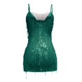 thumbnail image 4 of ManxiVoo Homecoming Dresses Women's Deep V Tassel Sling Wrap Hip Sequin Mid Length Dress Fall Dresses for Women 2023 Green1 L, 4 of 6
