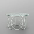 thumbnail image 5 of Nicole Miller Margie Coffee Table Clear Glass Round Top Sturdy Metal Frame Elegant Look, Silver, 5 of 7