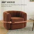thumbnail image 2 of 360-Degree Swivel Accent Chair, Comfy Teddy Upholstery Barrel Chair , 37" Pumpkin-Shaped Accent Chair for Living Room, Bedroom, or Office, Brown, 2 of 8
