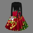 thumbnail image 1 of EGNMCR Robes de Soirée pour Femmes, Robes Formelles pour Femmes, Robes de Cocktail pour Femmes Robe à Col Rond à Manches Longues Patchwork Joyeux Noël Imprimée Grande Robe Femme Robe, 1 of 3