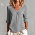 thumbnail image 6 of Inleife Womens Half Sleeve Tops Fashion Ladies Casual Basic Tees V-Neck Relaxed Fit Pleated T-Shirt for Daily Wear, 6 of 6