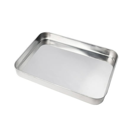 

10inch Stainless Steel Baking Tray Rectangular Rice Noodles Roll Plate Steaming Dish for Home Restaurant