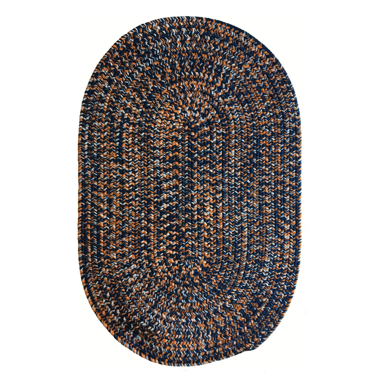 Capel Rugs Team Spirit 0301 Oval Braided Rug Navy Orange 2' x 3