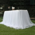 thumbnail image 5 of Tulle Table Skirt for Rectangle or Round Tables Skirt White Ruffle Table Cloth for Wedding Bridal Shower Baptism Birthday Party Christening Banquet Table Decorations(L 3ft, H 30in), 5 of 7