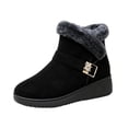 thumbnail image 3 of EKVAHL Snow Shoes for Women Fuzzy Faux Suede Ankle Booties Side Zipper Warm Lined Wedge Short Boots Lug Sole Anti-Slip Winter Walking Shoes Booties, 3 of 6