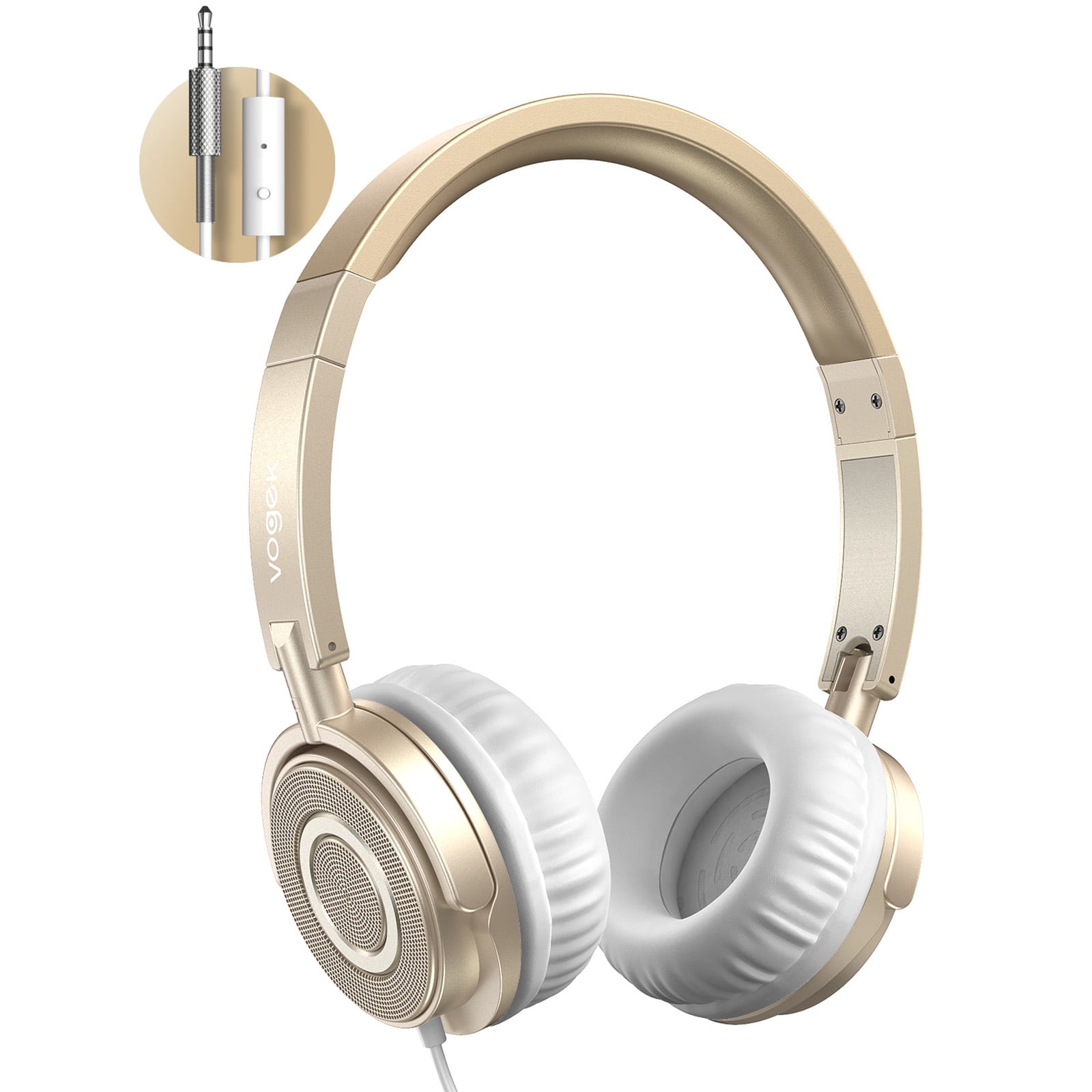 Headphones with Microphone, Vogek Lightweight Foldable on Ear Headset