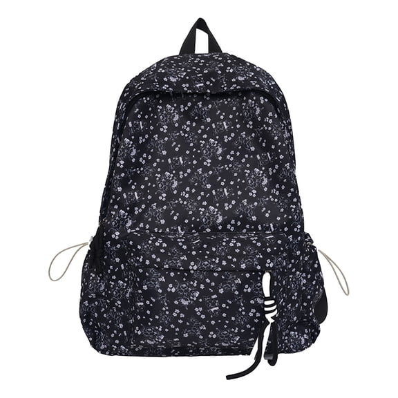 Floral School Backpack, Lightweight School Bookbag with Drawstring Side Pockets, Portable Laptop Backpack for College Shopping (Style 2)
