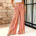 thumbnail image 5 of Womens Pants Elastic Waist Striped Print Lightweight Palazzo Pants Casual Wide Leg Pants with Pockets XL, 5 of 7