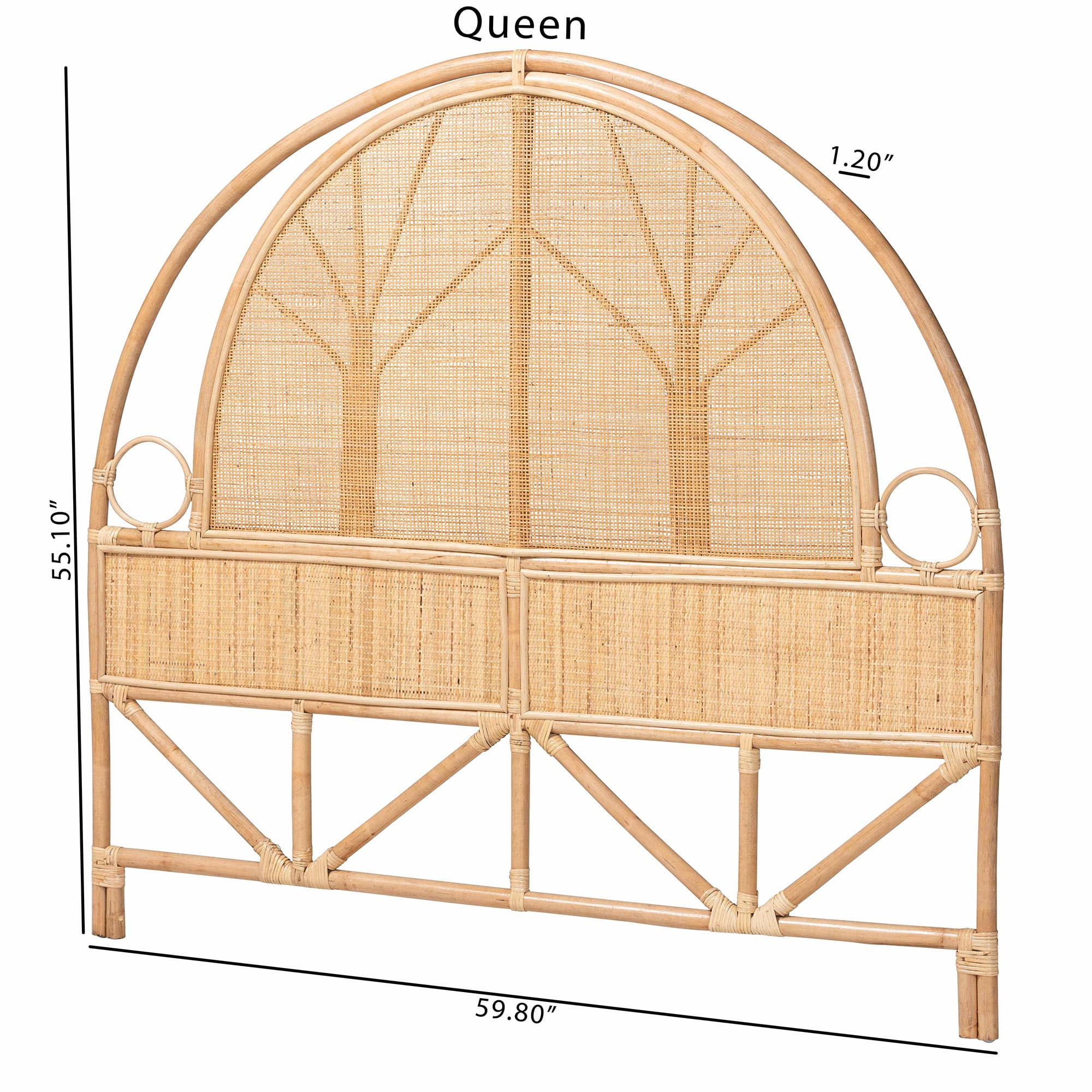 bali & pari Kang Boho Standalone Headboard, Queen, Natural Rattan