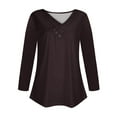 thumbnail image 4 of Black and Friday Clothing Sales Idoravan Long Sleeve Shirts for Women Winter Women's Long Sleeve Summer V Neck Sexy Casual Tops Regular Blouse Tops Brown XL, 4 of 4