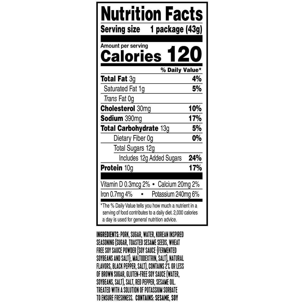 Golden Island Pork Snack Bites Korean Barbecue 1.5 Ounce (12 Count)