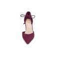 thumbnail image 6 of BLISSFUL STEP Women's High Block Heels Pointed Toe Ankle Strap Dress Shoes​ Burgundy 6, 6 of 8