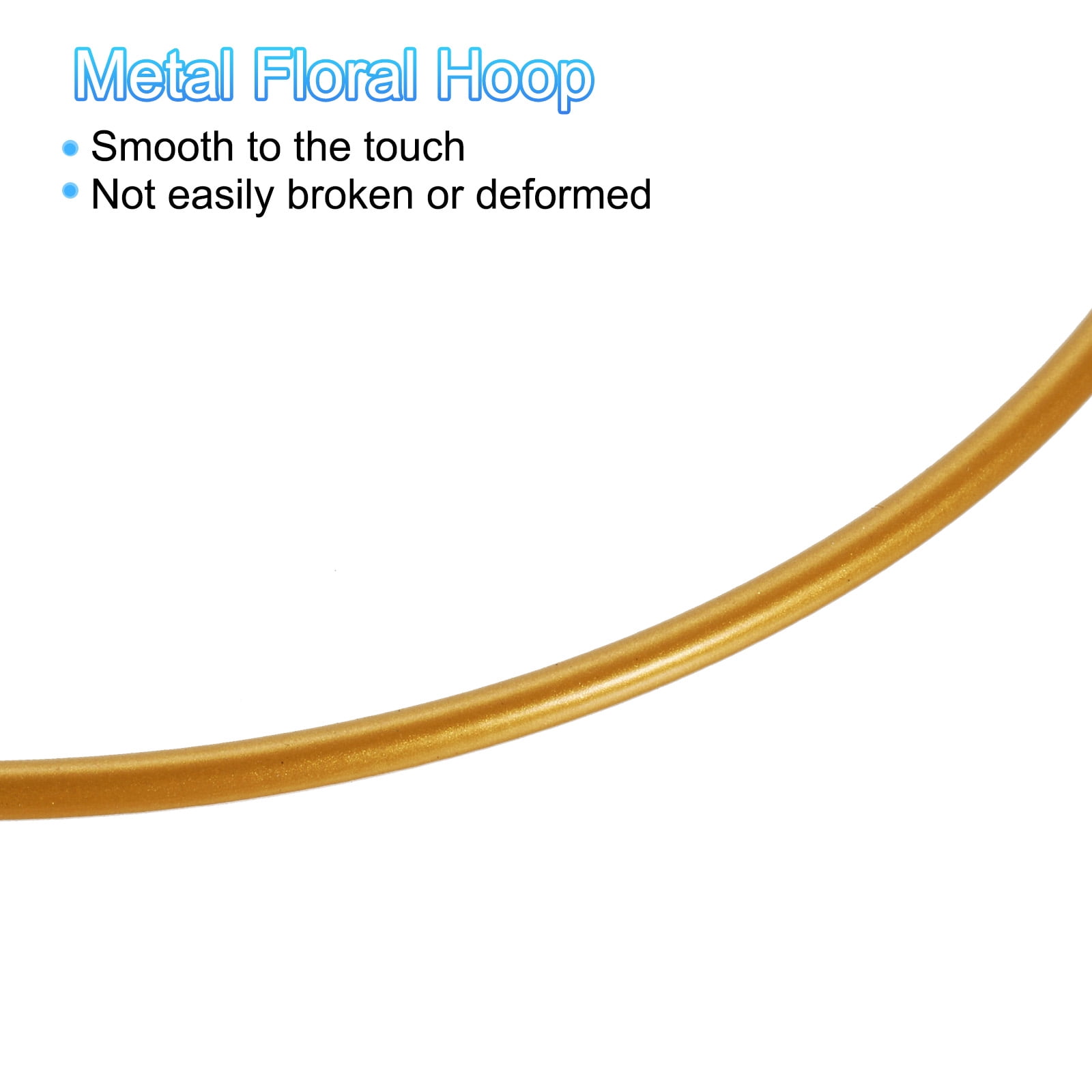 12 Inch Round Metal Floral Hoop, Gold Wreath Macrame Frame for Wedding Geometric Decor, Gold Tone 10 Pcs