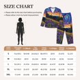 thumbnail image 4 of Gukieu Galactic Night Over Meadow Print Women's Long Sleeve Pajama Set, Button Top Elastic Pocket Pajama Pants Two Piece Set Home Wear-Medium, 4 of 7
