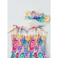 thumbnail image 5 of Franhais Little Girls Sweet Style Outfit,Summer Printing Sleeveless Slip Princess Dress + Headwear, 5 of 8
