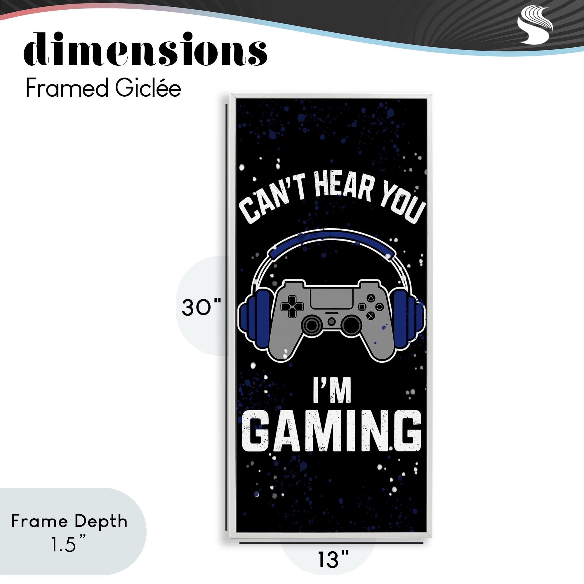 Stupell Industries Can't Hear You Gaming White Framed Giclee Art, design by Kim Allen