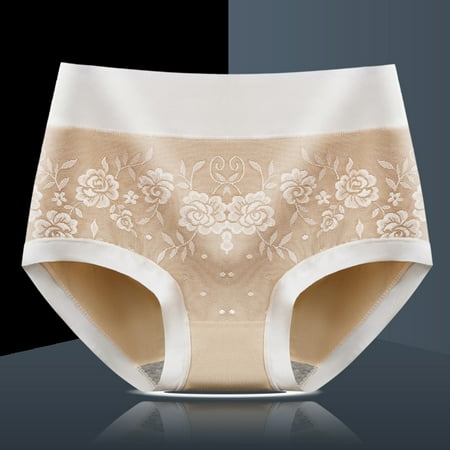 Honeeladyy Womens Briefs Underwear Cotton High Waist Plus Size Panties Stretch Soft Panty Khaki XL