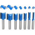 thumbnail image 2 of Juego de brocas para limpieza de brocas de enrutador, cortador de fresado para carpintería de 6/8/10/12/14/18/20 mm de diámetro, modelo de corte al ras, 8 mm, azul, 7 piezas, 2 of 5