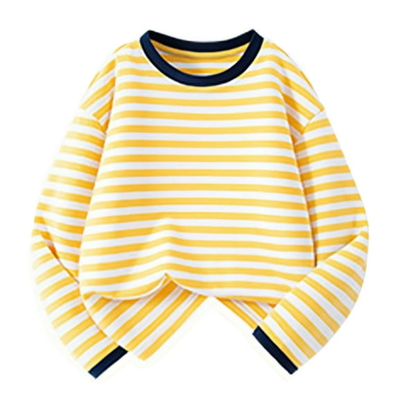 hotojiny Kids Long Sleeve T-Shirts Toddler Boys Girls Tee Shirts Fashion Striped Crewneck Thermal Top Unisex Fall Tshirt 3-15 Years