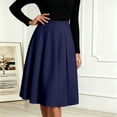 thumbnail image 2 of Ruimatai Womens Pleated Midi Skirt High Waist Elastic Pocket Work Office Casual Spring Daily Flowy A-Line Skirt, 2 of 6