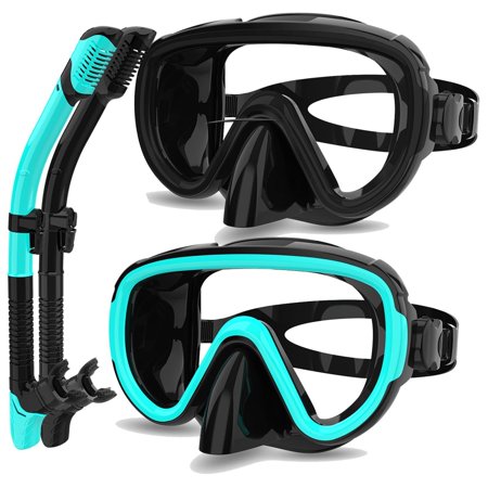 2 Packs Dry Snorkel Mask Set Snorkeling Gear for Adults Scuba Diving Mask Swimming Glasses Swim Dive Mask Nose Cover Free Diving