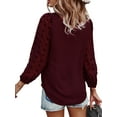 thumbnail image 2 of Genuiskids Womens Chiffon Long Sleeve T-Shirts Baggy Blouses Fashion Soft Comfy Solid Color Dressy Tunic Summer Tops Loose Fit Pullover, 2 of 6