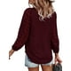thumbnail image 2 of SAYOO - Camiseta de cuello en V de color sólido para mujer, blusa holgada de manga larga con decoración de flores, suéter holgado SAYOO  Moda, 2 of 6