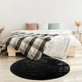 thumbnail image 2 of DweIke Round Rug for Bedroom,Soft Shaggy Area Rugs for Living Room Decor,Fluffy Circle Carpets for Nursery,4'x4',Black, 2 of 7