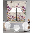 thumbnail image 2 of Vintage Flowers Swag Kitchen Curtains Sets for Windows 24 Inch Length, Watercolor Butterfly Dragonfly Daisy Beige Short Window Curtain Panels Swags Valances and Tiers 3 Piece Set for Cafe/Dining Room, 2 of 5