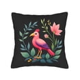 thumbnail image 4 of Vibrant Pink Bird & Floral Throw Pillow Covers - Set of 2 18x18in Cushion Cases for Couch Bed Car - Stylish Green Leaves & Red Berries Design, 4 of 8