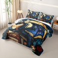 thumbnail image 3 of Feelyou Moon Night Dragon Twin Quilt Set for Men Boys, Book Rose Animal Twin Coverlet Set, Black Blue, 2-Piece, 3 of 7
