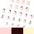 thumbnail image 2 of Fofosbeauty 24pcs Press on False Nails, Square Fake Nails, Short Square Op-Art Black Gold, 2 of 6