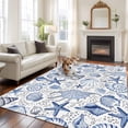 thumbnail image 3 of Starfish Conch Washable Living Room Rugs 6'x9', Shell Bubbles Blue Ocean Coastal Low Pile Throw Large Area Rug Non-Slip Sturdy Edge Binding Carpet for Dining Room Kitchen Office, 3 of 9