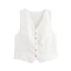 thumbnail image 2 of HH TRAF Chaleco de lino liso de moda para mujer, de un solo pecho, sin mangas, con cuello en V, elegante y casual para la calle, 2 of 4