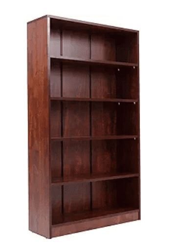 MAYEERTY 5-Shelf Black Wood Bookcase, 60" Tall, for Bedroom, Cherry