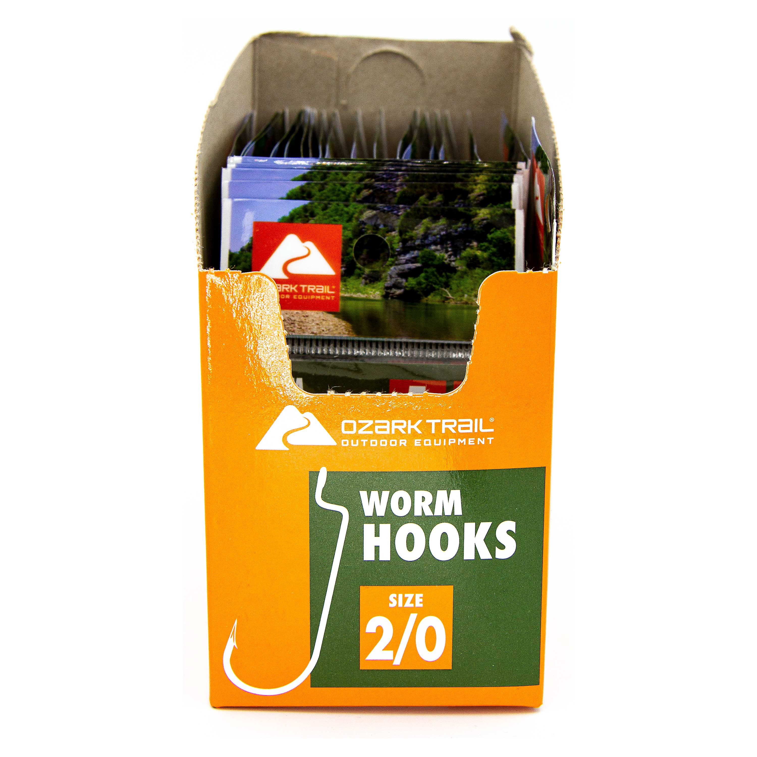 (10 pack) Ozark Trail Offset Worm Fishing Hooks, Size 2/0, High-Carbon Steel, 5-Pack
