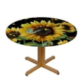 thumbnail image 3 of Orinice Sunflowers Butterflies Round Table Cover Stain Resistant Washable Indoor Outdoor Tablecloth Kitchen Dining Wedding Parties Elastic Edge 100% Polyester Fiber 46-50, 3 of 8